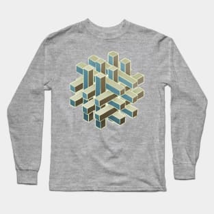 Cube Sticks Pattern Puzzle Long Sleeve T-Shirt